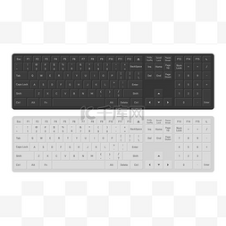 白色键盘按钮图片_白色和黑色的个人电脑和笔记本电
