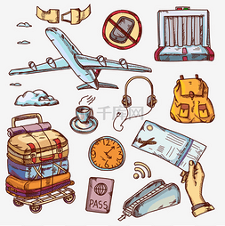 客运图标图片_机场与航空旅行乘坐飞机旅游的旅
