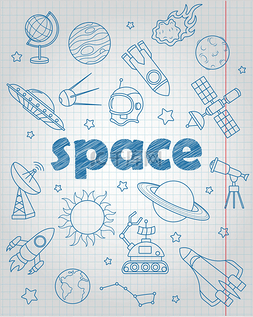 白色书写板图片_在空间飞行和天文学的主题上设置