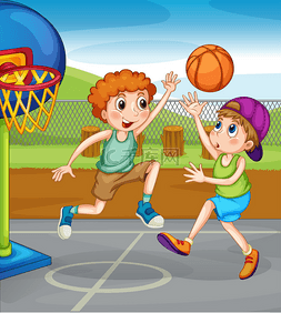 外边图片_两个男孩外边打篮球