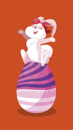 可爱的兔子复活节女性与鸡蛋画