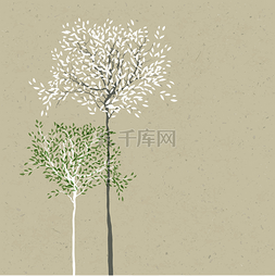 不同的树木图片_树木的背景。树干和树叶在单独的