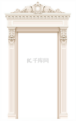 门的框架图片_经典的白色建筑门立面框架
