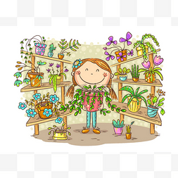温室图片_温室里的女孩和她的植物收藏品