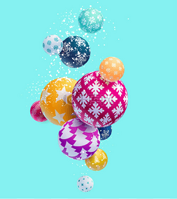 year图片_Colorful decorative Christmas balls. Abstract