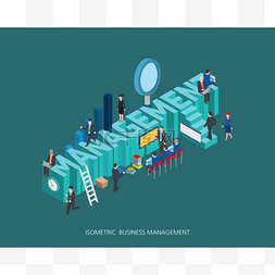 Flat 3d isometric vector illustration managem