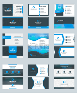 名片（矢量）图片_现代名片打印模板的集合。带有公