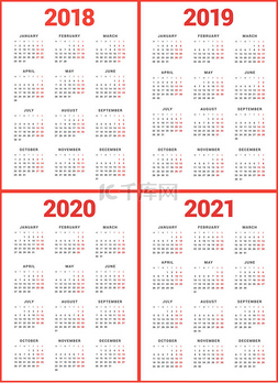 2018日历矢量图片_组的日历为 2018 年，2019 年，到 202