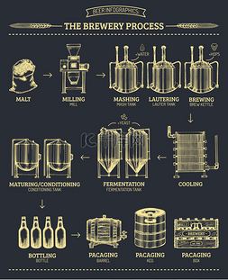 酿酒过程图片_矢量啤酒信息图表