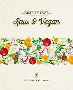 Raw and vegan food design with vegetable deco