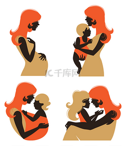 孕妇和婴儿图片_婴儿与母亲剪影.