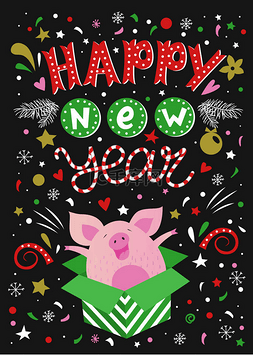 手写新年快乐图片_手写题词新年快乐。现代手绘字母