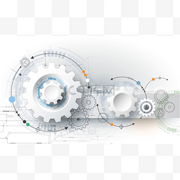 高科技抽象背景图片_矢量图齿轮、 六边形和电路板、 
