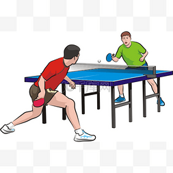 两个小孩坐在图片_两个玩家打乒乓球