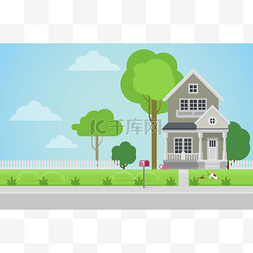 体系概念图片_countryside family house with backyard