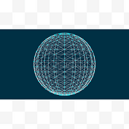 三维球体图片_三维球体与网格效应, 抽象连接与