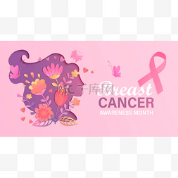 妇女保健海报图片_乳腺癌认知月横幅.