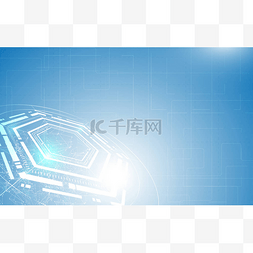 蓝色计算机科技背景图片_抽象的六角科学技术概念背景