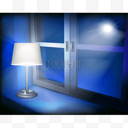 窗子矢量图图片_窗子里的灯光。矢量图.