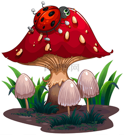 在红色的大蘑菇爬一个 bug