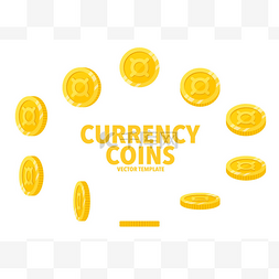 硬币图标图片_在白色背景上孤立的任何货币标志