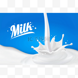 牛奶背景牛奶包装图片_3. D) 【句意】抽象逼真的牛奶滴,