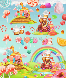 动漫游戏背景图片_甜甜的糖土地