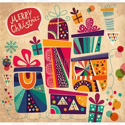 新年快乐卡图片_圣诞快乐和新年快乐卡礼品盒