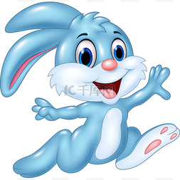 运行矢量图片_卡通快乐兔子跑上孤立的白色背景