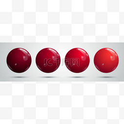 现实的光滑球体，蓝色、红色和浅