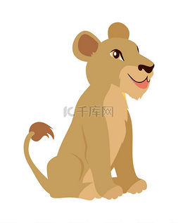 母狮或平面设计中的狮子幼崽卡通
