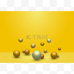 三维球体图片_三维动态三维球体光滑球在黄色工