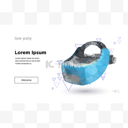 虚拟现实头盔图片_低聚虚拟现实头盔。未来的创新技