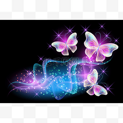 蝴蝶烟花图片_Fireworks and magical butterflies