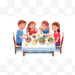 家庭享受图片_一家人在家里共进晚餐