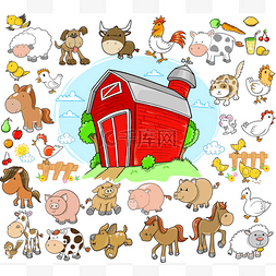农场动物集图片_农场动物设计矢量设置的元素