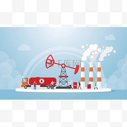天然气天然气矢量图片_石油和天然气概念与卡车和炼油行