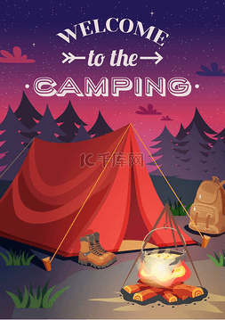 矢量帐篷图片_欢迎来到野营海报
