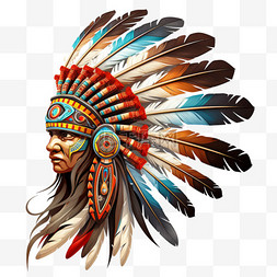 羽毛印第安酋长花纹免扣元素装饰