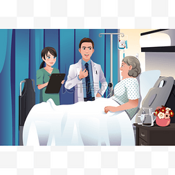 矢量医生病人图片_医生和护士在给病人在医院的谈话