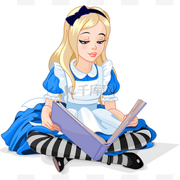 爱丽丝扑克牌图片_爱丽丝读一本书