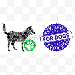 狗的马赛克图标和狗的抓痕印章