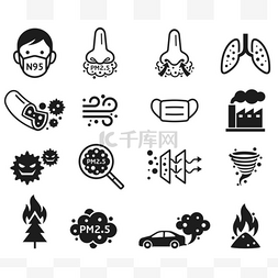 micro图片_Micro dust pm 2.5 icons. Vector illustrations