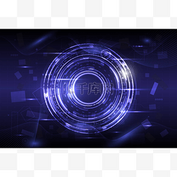 粒子科技背景图片_未来主义科幻发光HUD圆环元素。摘