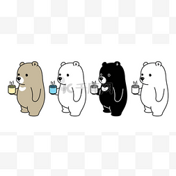 北极熊标志图片_熊矢量北极熊咖啡茶卡通人物图标