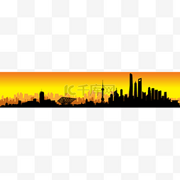上海天际线矢量图片_上海夕阳天际线