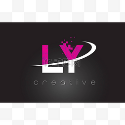 Ly L Y 创意字母设计与白色、 粉色