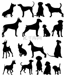 dog图片_dog set black silhouette, isolated, vector