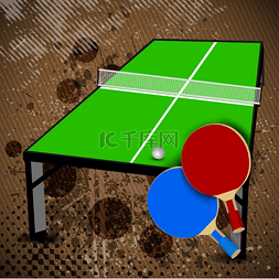 两个表网球或 ping pong 网球拍和球