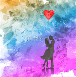 2月14日图片_爱情情侣的浪漫剪影。情人节2月14